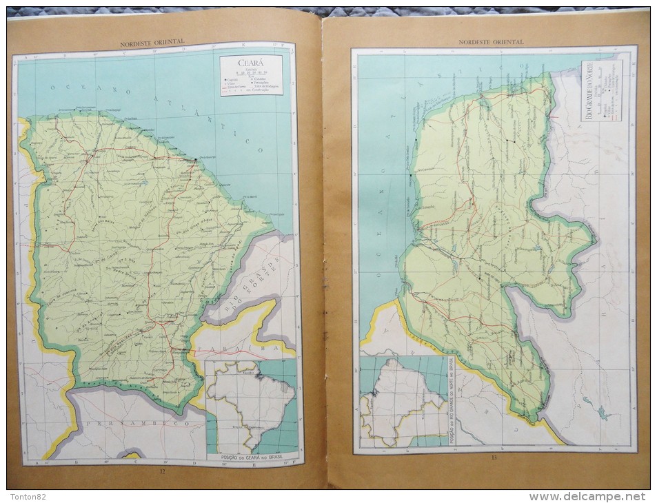 ATLAS DO BRASIL GLOBO - Livre de Géographie ( Brésil ) - Grand Format : 32.5 X 44 cm - ( 1953 ) .