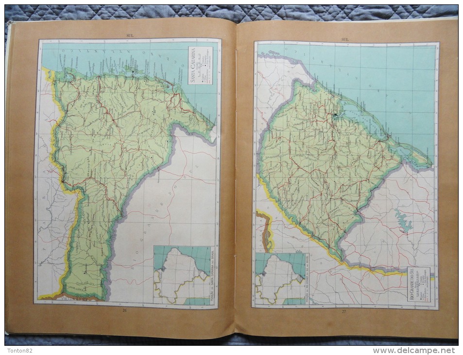 ATLAS DO BRASIL GLOBO - Livre de Géographie ( Brésil ) - Grand Format : 32.5 X 44 cm - ( 1953 ) .