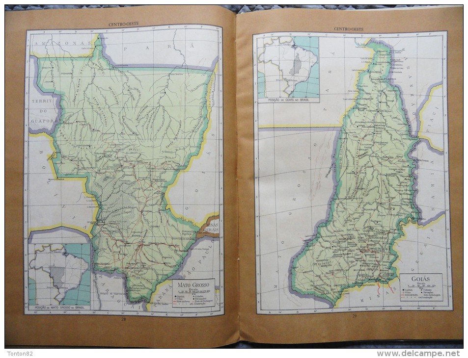 ATLAS DO BRASIL GLOBO - Livre de Géographie ( Brésil ) - Grand Format : 32.5 X 44 cm - ( 1953 ) .