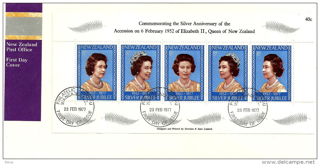 NEW ZEALAND FDC QEII 25 YEARS ACCESSION PORTRAITS SET OF 5 STAMPS ON M-S DATED 23-02-1977 CTO SG? READ DESCRIPTION !! - Other & Unclassified