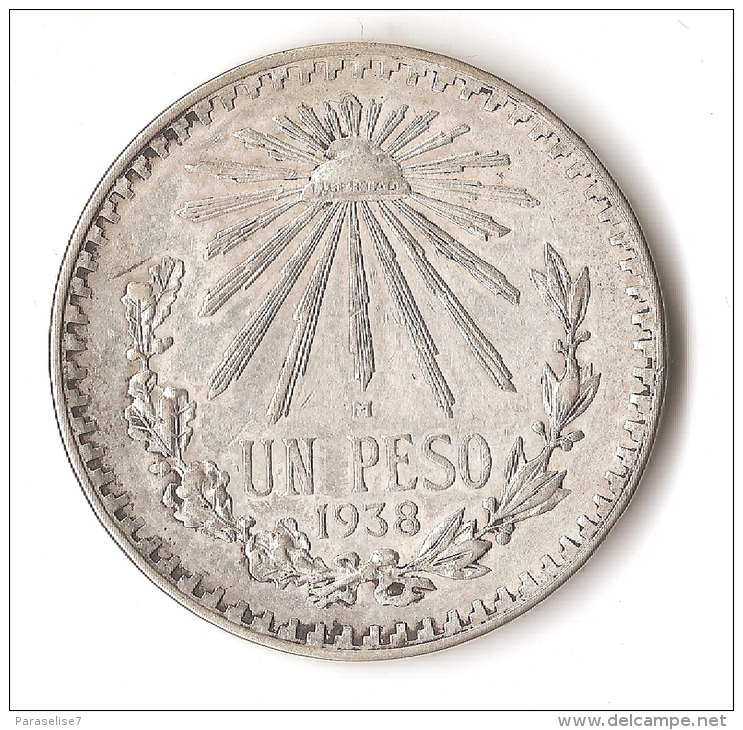 MEXIQUE  1  PESO  1938  ARGENT - Mexico