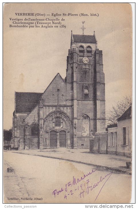 Cp , 60 , VERBERIE , Église St-Pierre , Vestiges De L'ancienne Chapelle De Charlemagne, Bombardée Par Les Anglais, 1359 - Verberie