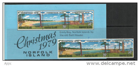 Fêtes De Noël à La Plage à L'ile Norfolk & Forêt Pins De Norfolk. 3 T-p Neufs **  Yv.nr  230/32 + BF Nr 3 (Emily Bay) - Oceania (Other)