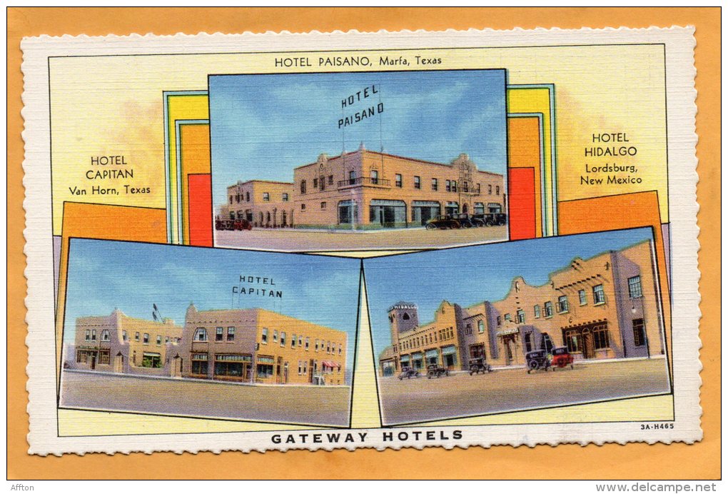 Gateway Hotels Van Horn Marfa TX OLd Postcard - Other & Unclassified