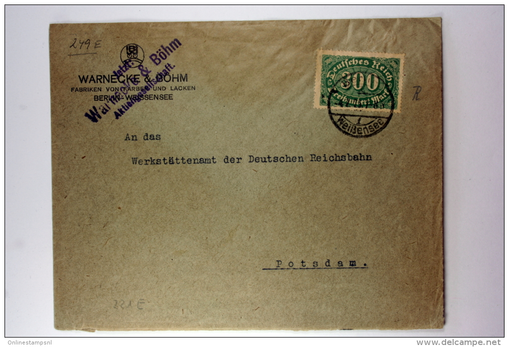 Deutsche Reich: Warnecke &amp; Bohm Berlin Weissensee, To Potsdam Cover - Airmail & Zeppelin