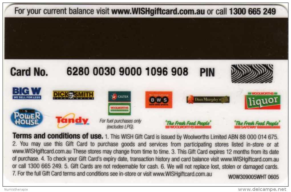 Australie : WISH Gift Card - Tarjetas De Regalo