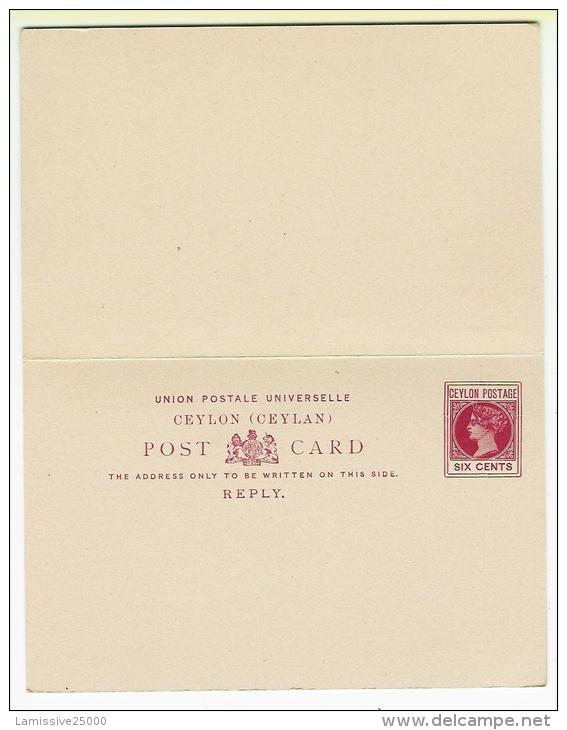 ENTIER POSTAL CEYLAN CARTE AVEC LA REPONSE  6 C SUPERBE    POSTAL STATIONERY CEYLON - Ceylon (...-1947)