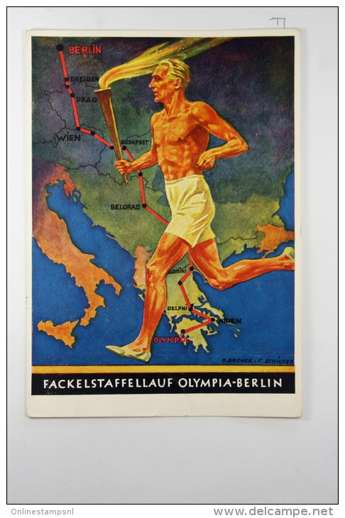 Deutsche Reich Postkarte Olypische Spiele 1936 Fackelstaffellauf Olympia Berlin - Briefe U. Dokumente