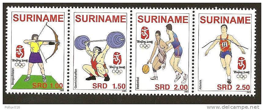 Surinam / Suriname 2008 Archery Weightlifting Running Basketball MNH - Zomer 2008: Peking