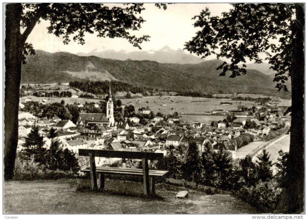 AK Bad Tölz, Blick Vom Kalvarienberg Auf Die Tiroler Berge, Gel 1957 - Bad Toelz