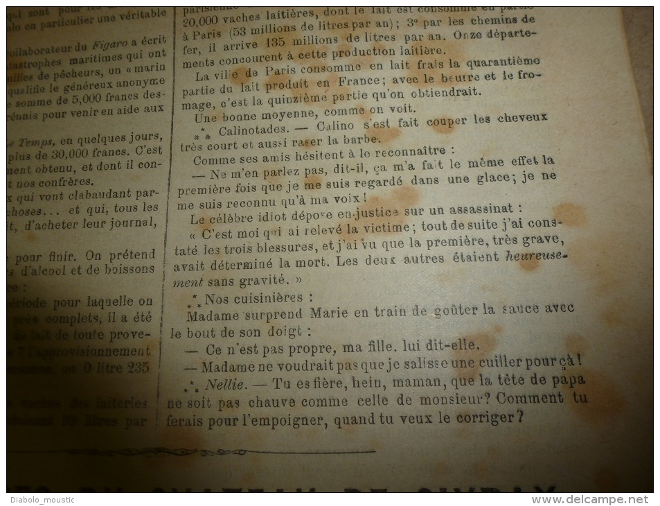 1897 L´ESTAFETTE :Les Courses De CHANTILLY; 1 Coup Mortel Et 2e Chanceux;Georges Sauve Le Tzar:MANDRIN; Quito Gravure - 1850 - 1899