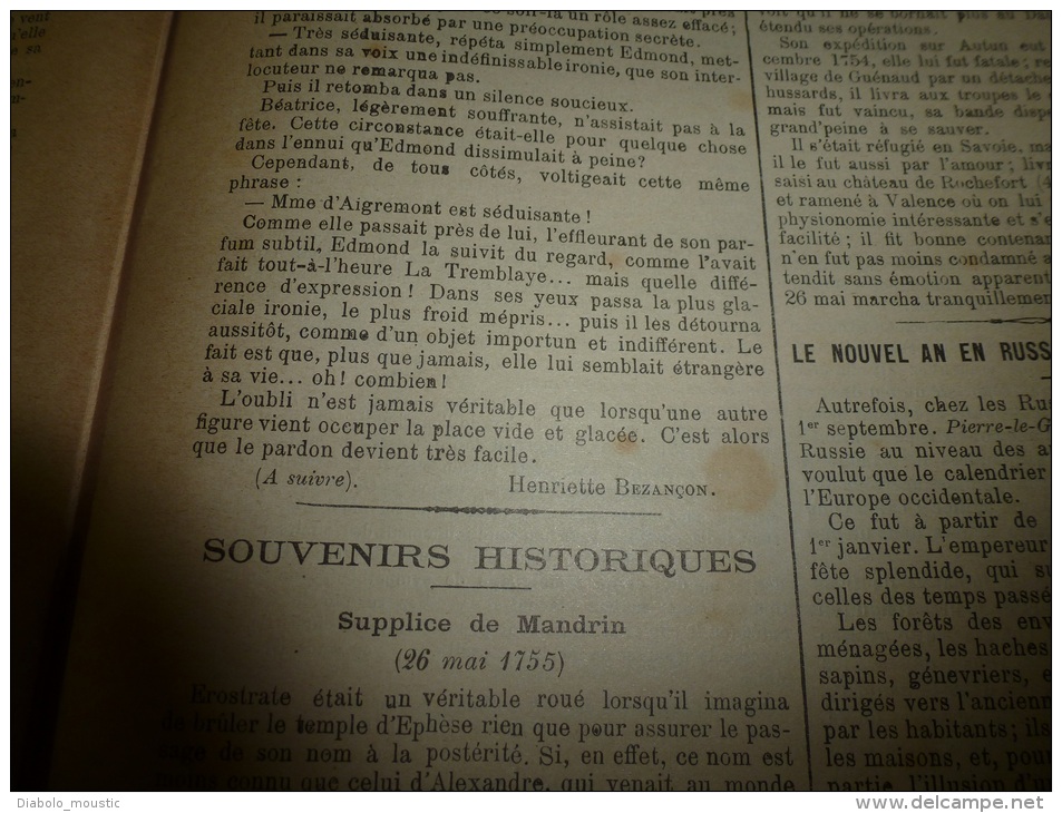 1897 L´ESTAFETTE :Les Courses de CHANTILLY; 1 coup mortel et 2e chanceux;Georges sauve le Tzar:MANDRIN; Quito gravure