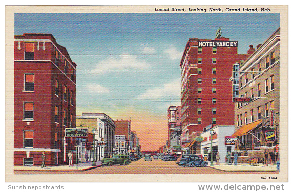 Nebraska Grand Island Locust Street Looking North Curteich - Grand Island