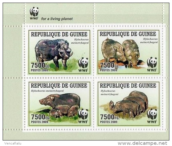 Guinea 2009 - Wild Pig, WWF, Set O 4 Stamps, MNH - Unused Stamps