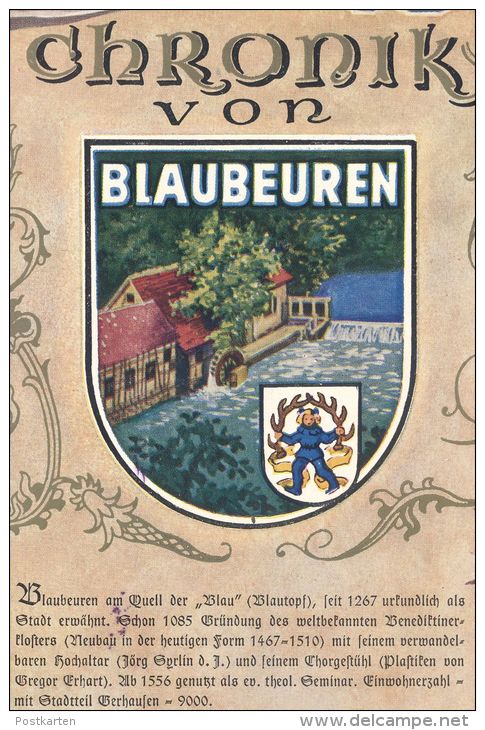 POSTKARTE CHRONIK VON BLAUBEUREN WAPPEN & GESCHICHTE STEMPEL 700 JAHRE 1967 Chronikkarte Chronique Chronicle Storycard - Blaubeuren