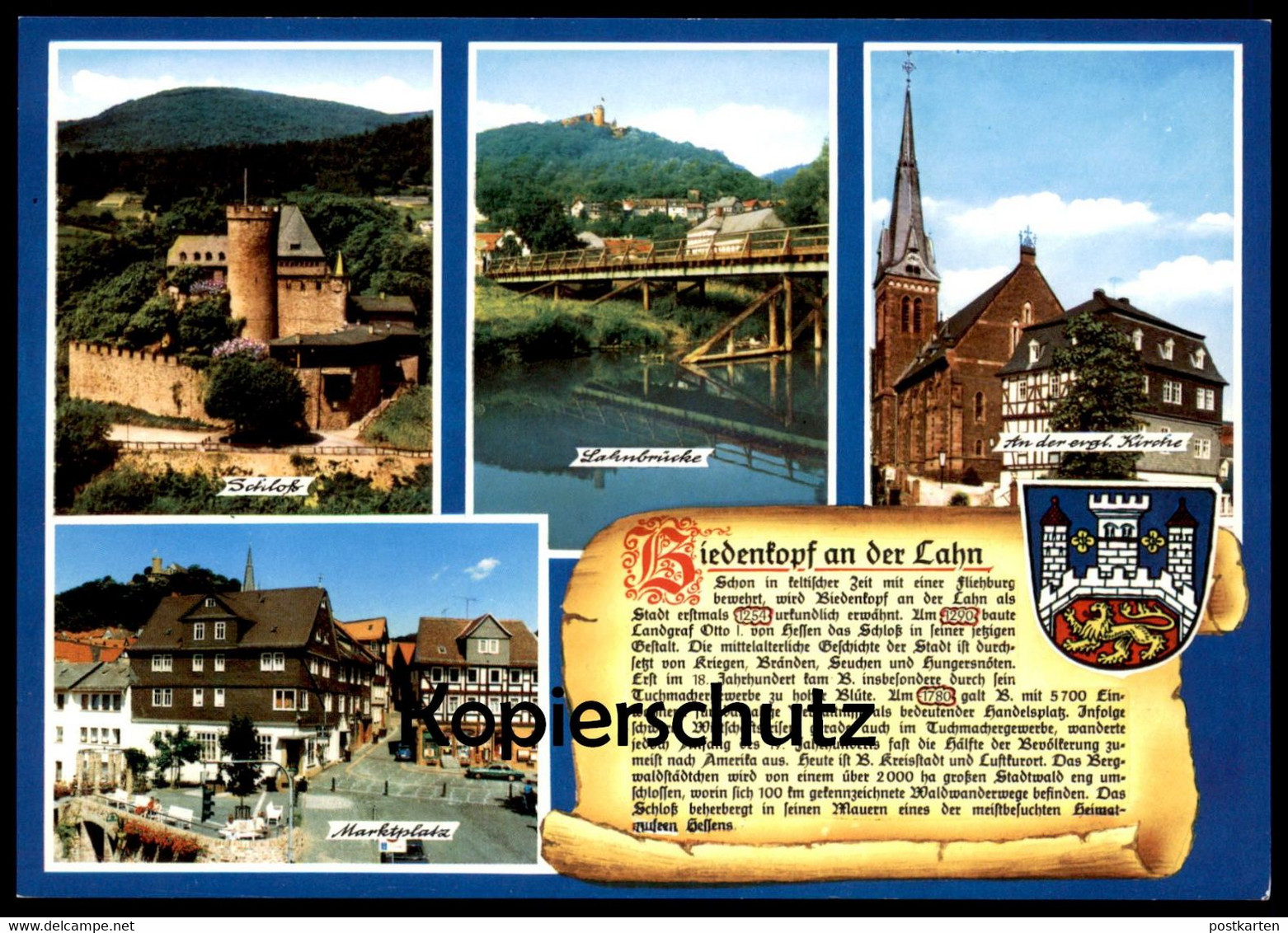 ÄLTERE POSTKARTE BIEDENKOPF LAHN WAPPEN & GESCHICHTE CHRONIK Chronikkarte Chronique Chronicle Storycard Cpa Postcard AK - Biedenkopf