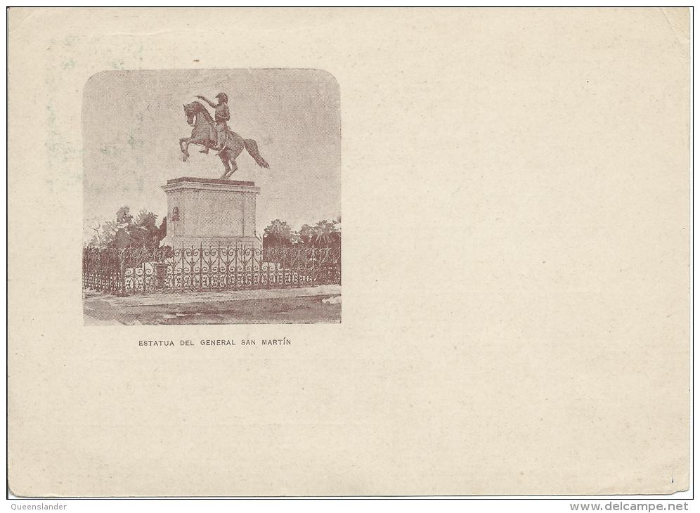 Early Post Card Mint Unused Shows Date 26 De Junio Reverse Has Picture Estatua Del General San Martin - Enteros Postales