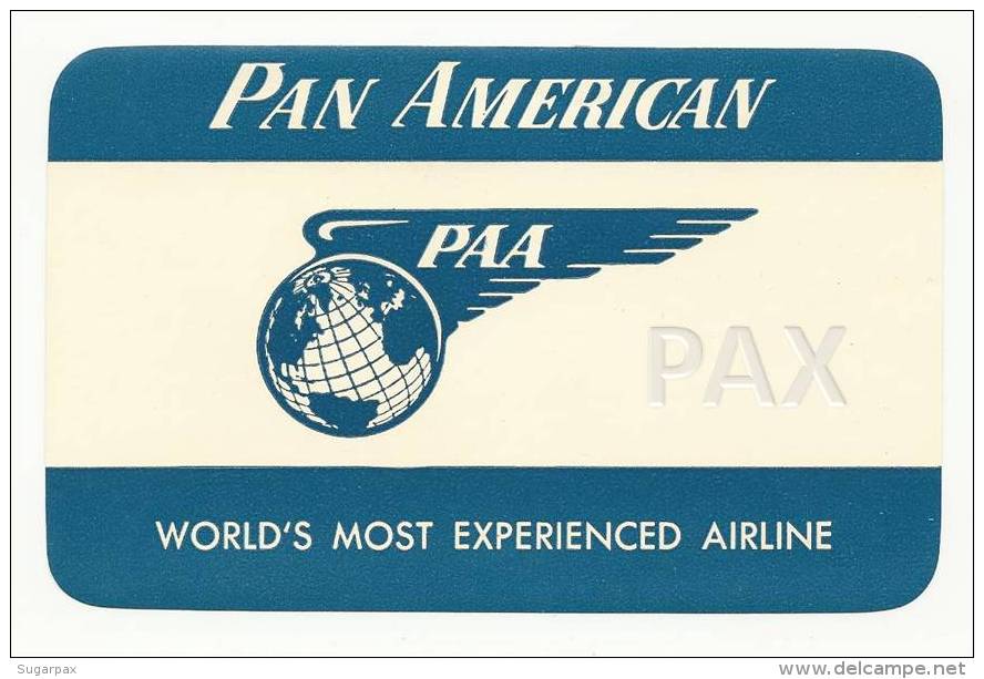 U. S. A.  &#9830; PAN AMERICAN AIRWAYS &#9830; AVIATION &#9830; VINTAGE LUGGAGE LABEL &#9830; 2 SCANS - Étiquettes à Bagages