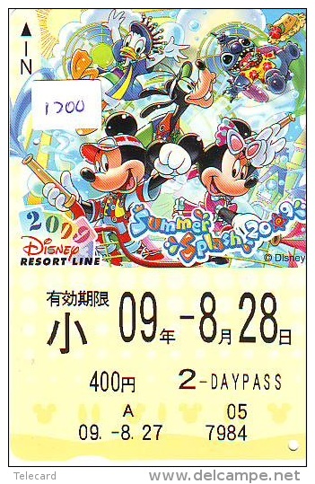 Carte Prépayée Japon * DISNEY  (1200) TOKYO DISNEY RESORT LINE * PREPAID CARD JAPAN * MICKEY MOUSE - Disney