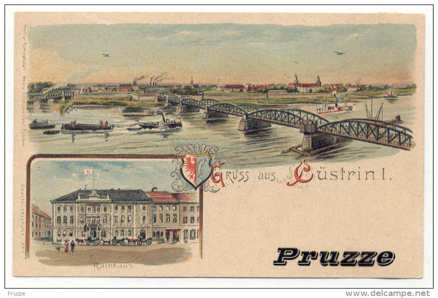 Cüstrin - Küstrin Ca. 1900, Gruss Aus, Rathaus U. Brücke - Neumark