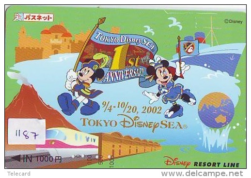 Carte Prépayée Japon * DISNEY  (1187) TOKYO DISNEY RESORT LINE * PREPAID CARD JAPAN * DISNEYSEA - Disney