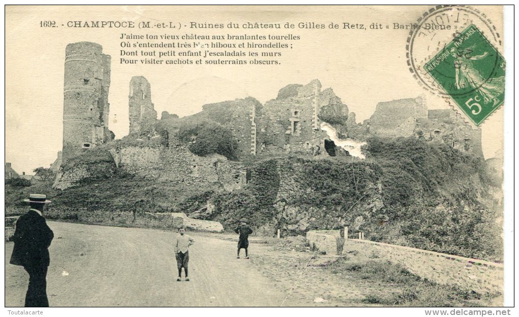 CPA 49 CHAMPTOCE RUINES DU CHÂTEAU DE GILLES DE RETZ DIT DE BARBE BLEU 1913 - Champtoceaux