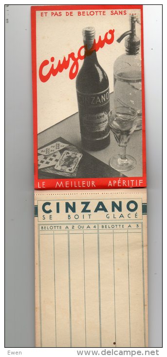 Carnet Cinzano Pour Noter Les Points à La Belotte. - Other & Unclassified