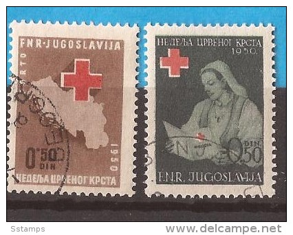 1950  X    JUGOSLAVIJA CROCE ROSSA MEDICINA NURSE INFERMIERE GEOGRAFIA  Used - Charity Issues