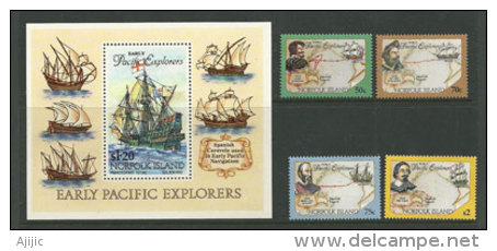 ILE NORFOLK. Les Premiers Explorateurs Du Pacifique. 4 T-p Neufs ** + 1 BF Neuf ** Yv.nr 547/50 + BF 14 - Erforscher