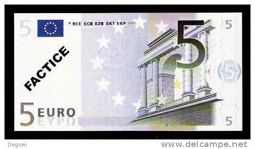 Test Note "POSTE FRANCE" 5 EURO, Typ A Ser.-no 00000000000, Factice, RRRR, UNC - Other & Unclassified