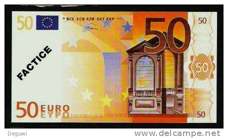 Test Note "POSTE FRANCE" 50 EURO, Typ A Ser.-no 00000000000, Factice, RRRR, UNC - Other & Unclassified