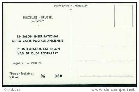 Bruxelles Brüssel 27-2-1982 13. Salon International De La Carte Postale Ancienne Tirage 500ex. No. 380 - Institutions Internationales
