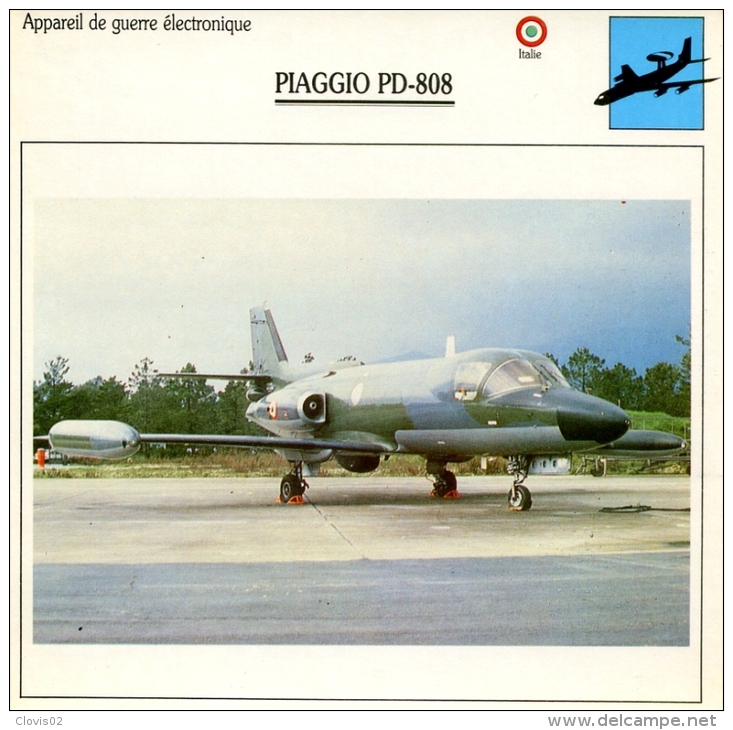 Fiche Aviation Appareil De Guerre électronique PIAGGIO PD-808 - Flugzeuge