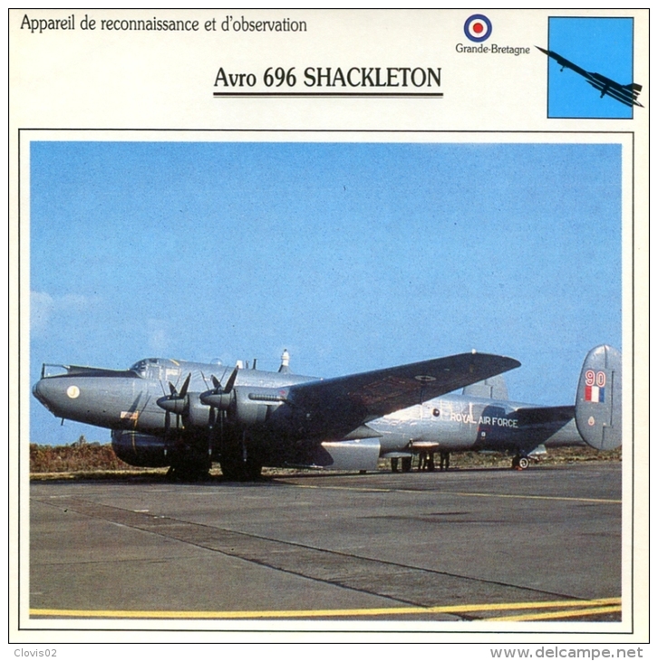 Fiche Aviation Appareil De Reconnaissance Et D'observation Avro 696 SHACKELTON - Avions