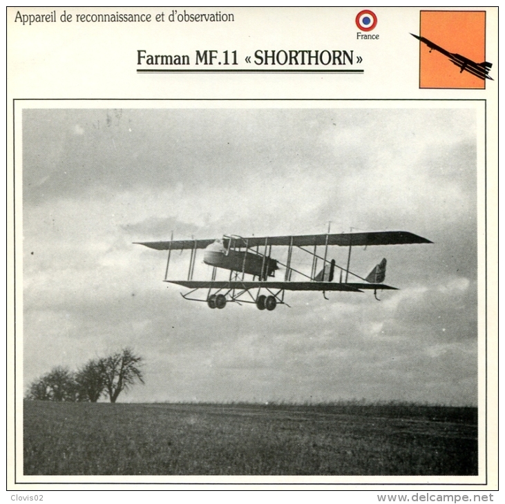 Fiche Aviation Appareil De Reconnaissance Et D'observation Farman MF.11 SHORTHORN - Airplanes