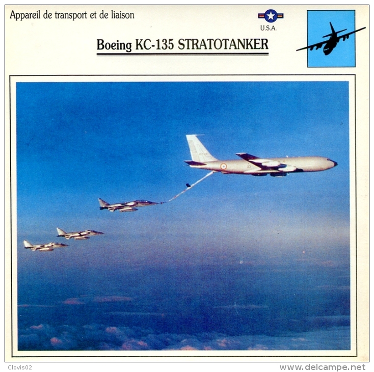 Fiche Aviation Appareil De Transport Et De Liaison  Boeing KC-135 STRATOTANKER - Avions