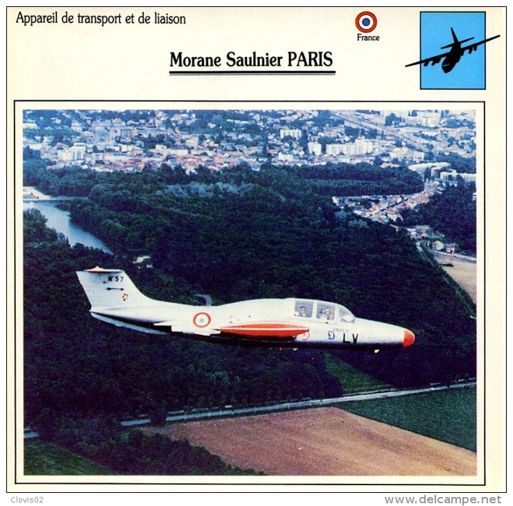 Fiche Aviation Appareil De Transport Et De Liaison Morane Saulnier PARIS - Flugzeuge