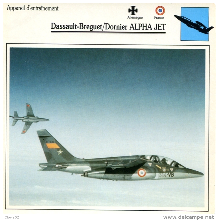 Fiche Aviation Appareil D'entraitement Dassault-Breguet - Dornier ALPHA JET - Aerei