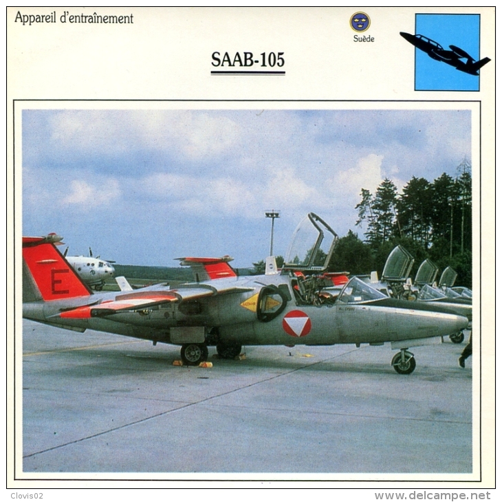 Fiche Aviation Appareil D'entraitement SAAB-105 - Avions