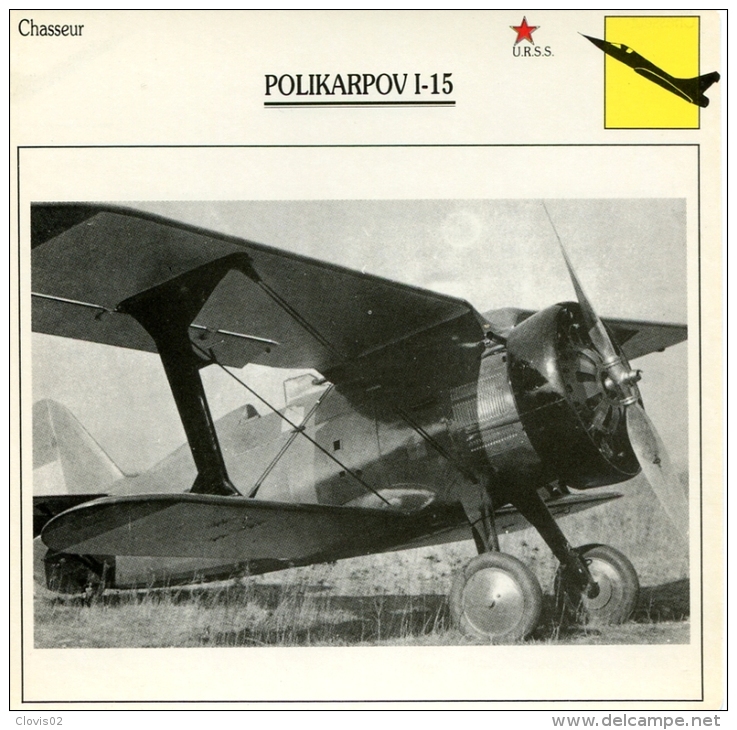 Fiche Aviation Chasseur POLIKARPOV I-15 - Avions