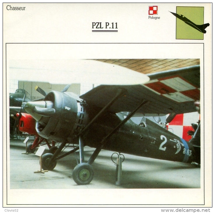 Fiche Aviation Chasseur PZL P.11 - Airplanes