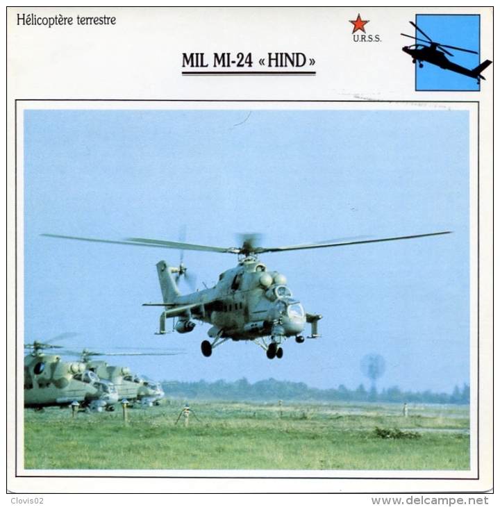 Fiche Aviation Hélicoptère Terrestre MIL MI-24 HIND - Avions