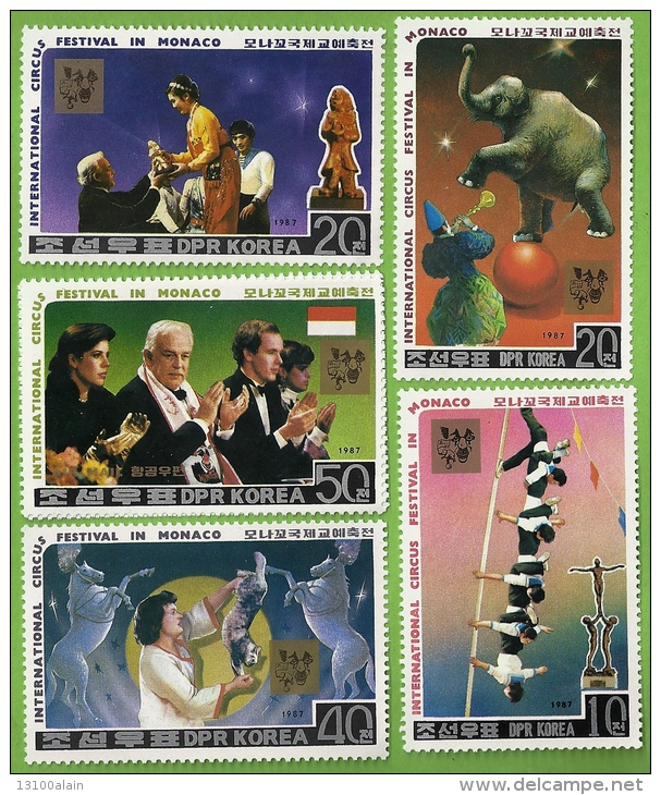 Série 5 Timbres Neufs** MONACO Festival Du Cirque Animaux Chevaux éléphants Circus Prince Rainier - Cirque