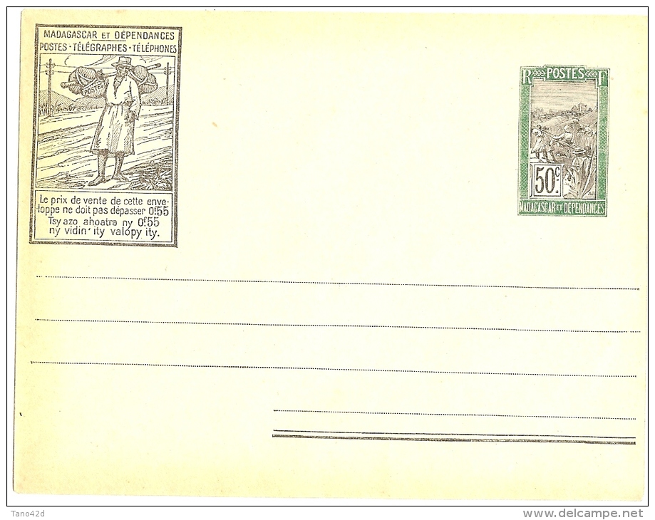 LBL16/4 - MADAGASCAR EP ENVELOPPE 50c   NEUVE - Lettres & Documents