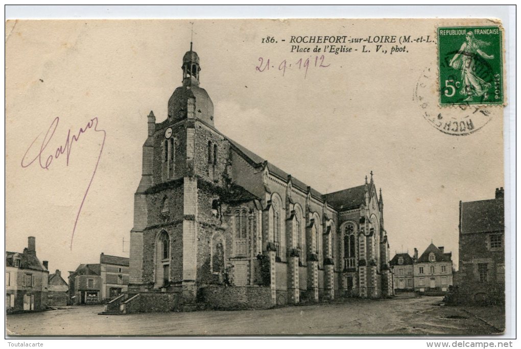 CPA 49 ROCHEFORT SUR LOIRE PLACE DE L EGLISE 1912 - Autres & Non Classés