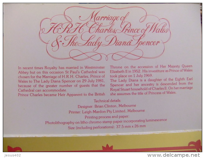 AUTRALIA  1981        -       ROYAL WEDDING - MARRIAGE  CHARLES - DIANA   Yvert Nº 740  / 741 **  SG Nº 821 / 822 MNH - Presentation Packs