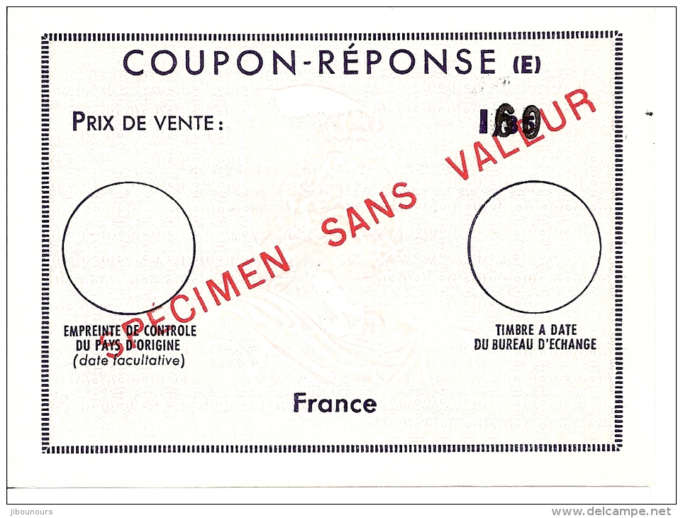 Coupon Réponse E Cours D'instruction Fictifs Spécimen Sans Valeur - Cupón-respuesta