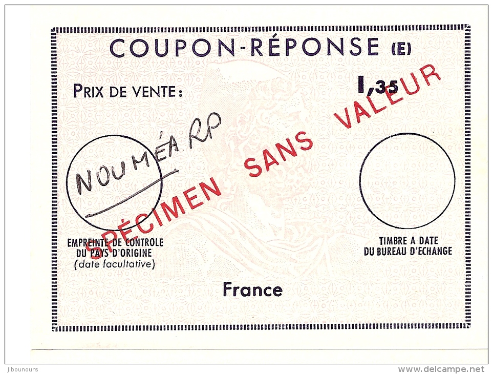 Coupon Réponse E Cours D'instruction Fictifs Spécimen Sans Valeur - Reply Coupons