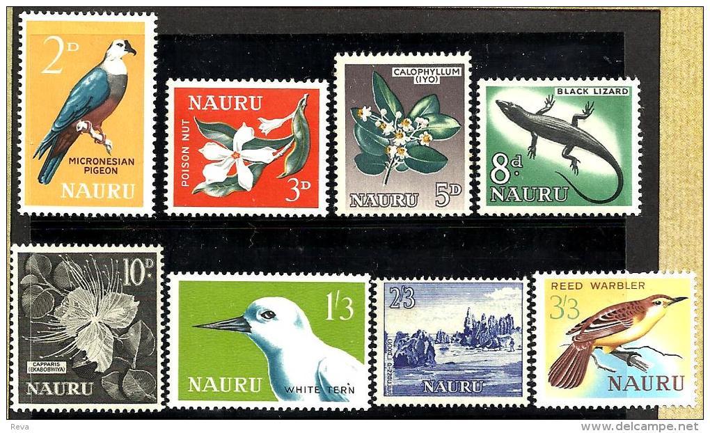NAURU LIZARD BIRD FLOWERS SET OF 8 ISSUED 1963 MLH SG56-64 READ DESCRIPTION !! - Nauru