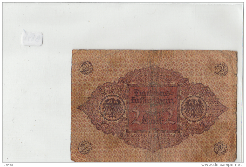 Billets - B845-  Allemagne   - Billet 2  Mark 1920 ( Type, Nature, Valeur, état... Voir 2 Scans) - Imperial Debt Administration